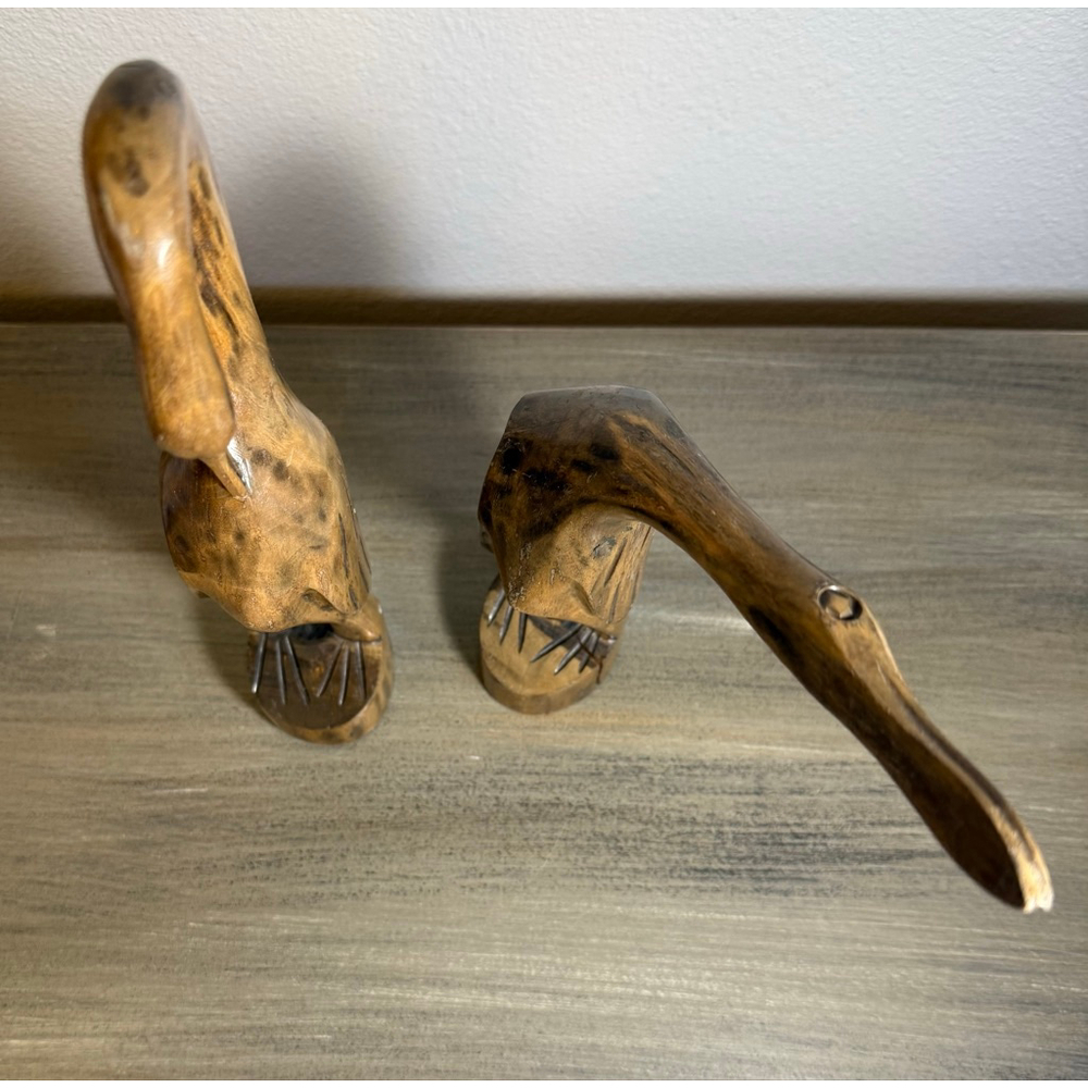 MCM vintage hand-carved wooden bird sculptures - Picture 6 of 8